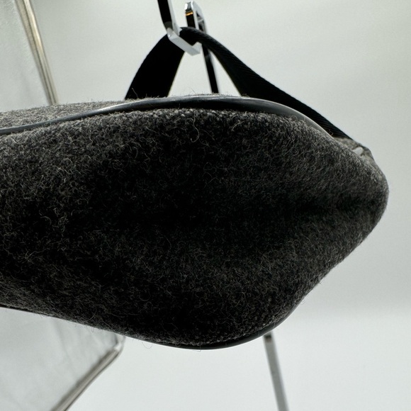 Prada - Authentic - Grey Wool & Black Leather Handbag - Picture 15 of 15